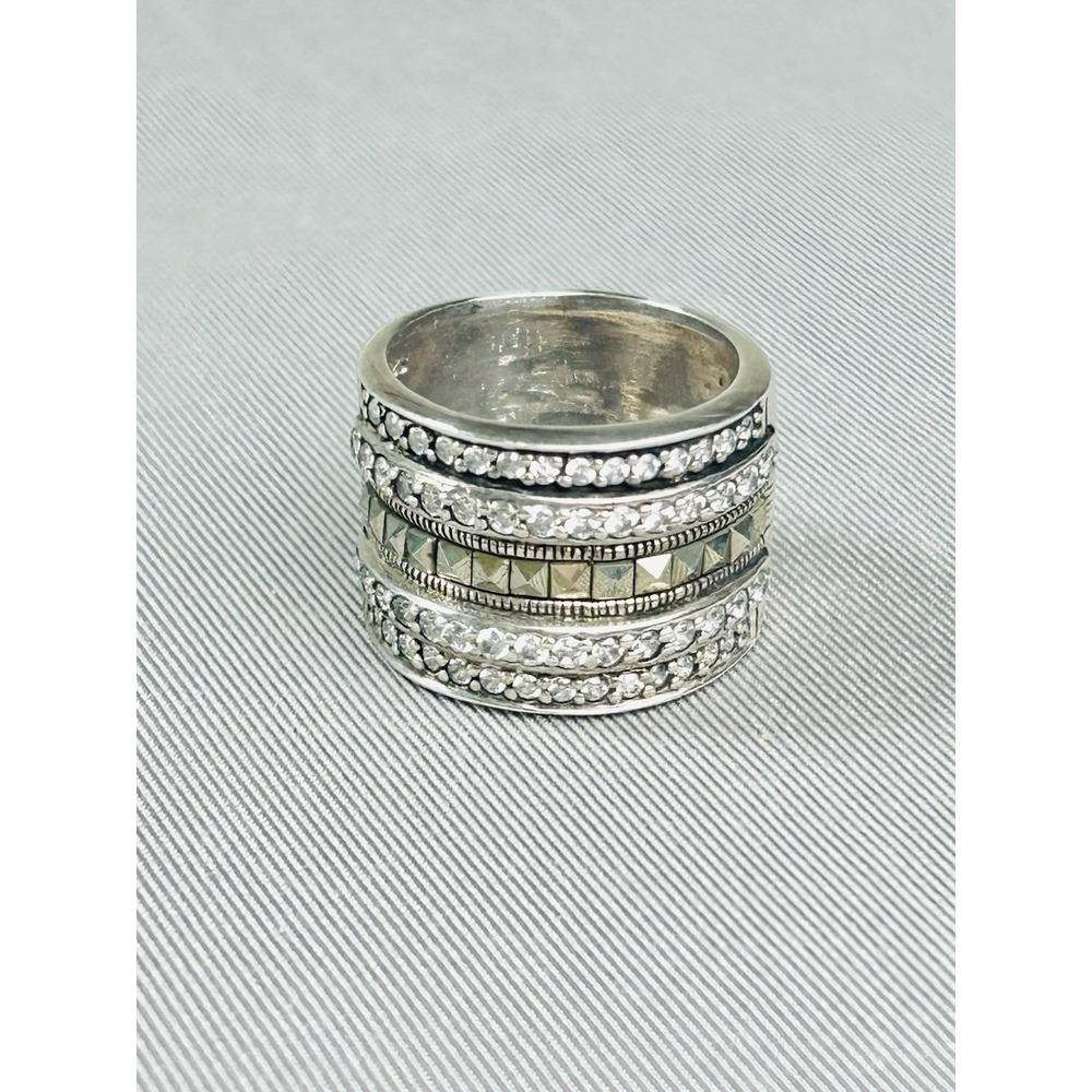 Sterling Silver Size 8.5 Band Marcasite Style Ring .925
